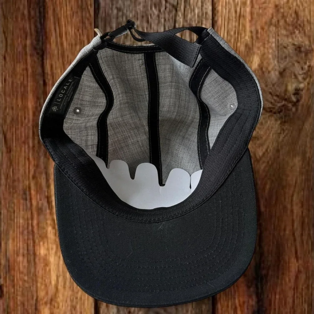 Locale Jackson Hole Wyoming Mountain Bike 5 Panel Camp Hat Gray Black NWT